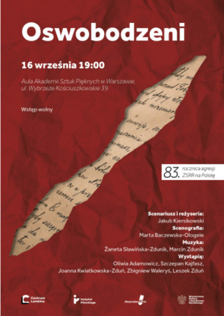 Premiera spektaklu „Oswobodzeni” przygotowanego przez Instytut Pileckiego